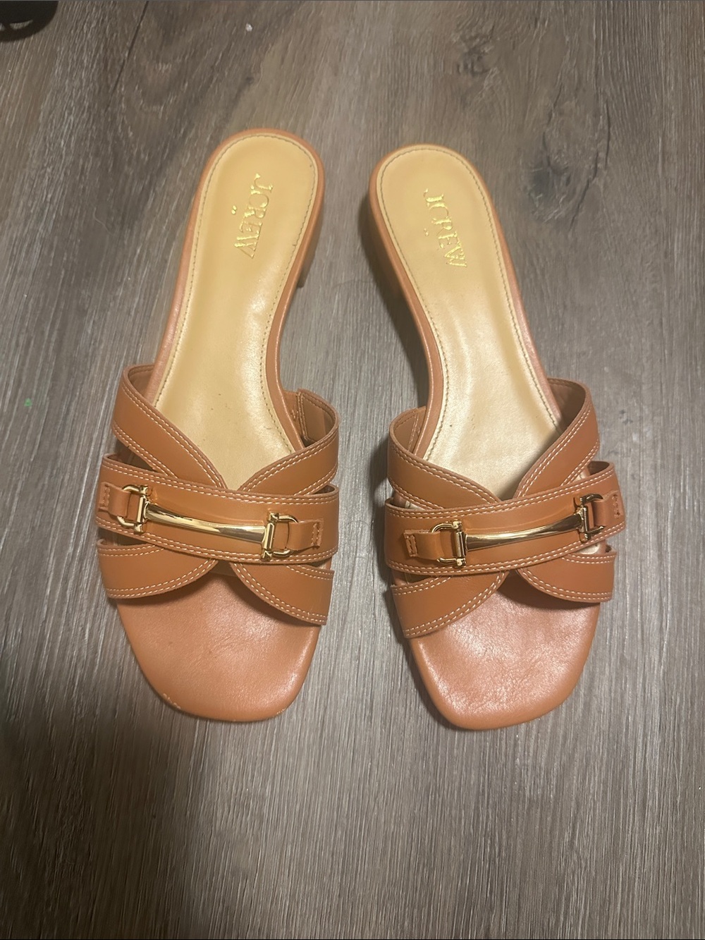 Women's Tan Leather Slide Mules size 8